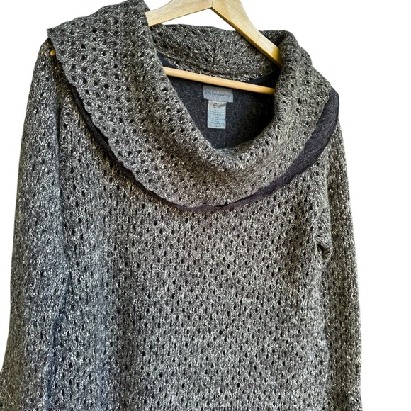 Soft Surroundings Sweater Women’s Gray Open Knit Lined Cowl Neck L - Picture 3 of 3